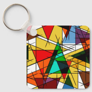 Modern Triangle Colorful Geometric  Keychain