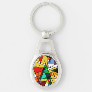 Modern Triangle Colorful Geometric  Keychain