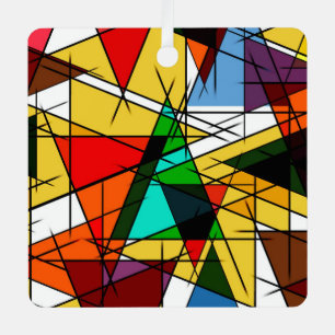 Modern Triangle Colorful Geometric  Metal Ornament