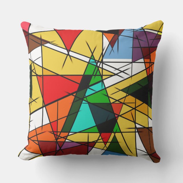 Modern Triangle Colorful Geometric  Outdoor Pillow (Front)