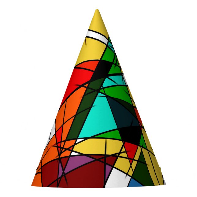 Modern Triangle Colorful Geometric  Party Hat (Front)