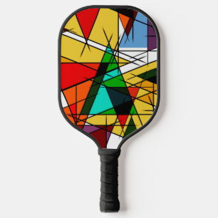 Modern Triangle Colorful Geometric Pickleball Paddle