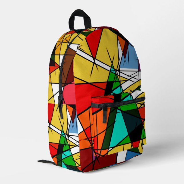 Modern Triangle Colorful Geometric  Printed Backpack (Back Corner Left)