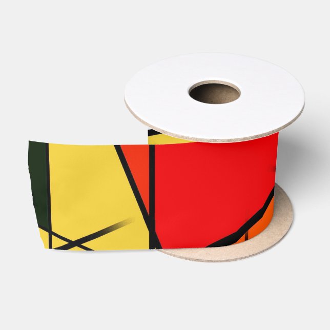 Modern Triangle Colorful Geometric  Satin Ribbon (Spool)