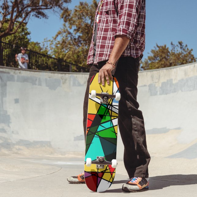 Modern Triangle Colorful Geometric  Skateboard (Outdoor 2)
