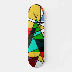 Modern Triangle Colorful Geometric  Skateboard