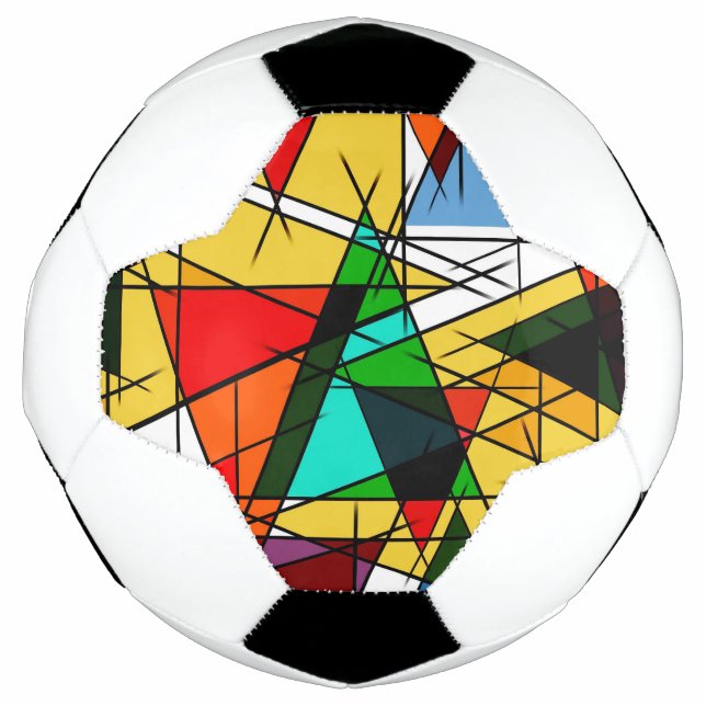 Modern Triangle Colorful Geometric  Soccer Ball (Front)