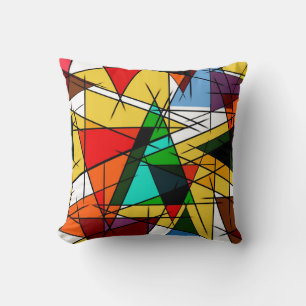 Modern Triangle Colorful Geometric Throw Pillow