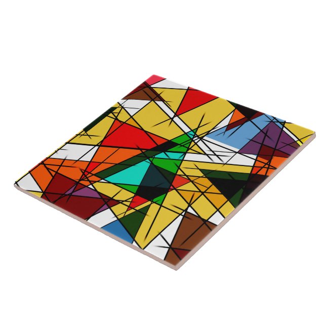 Modern Triangle Colorful Geometric  Tile (Side)