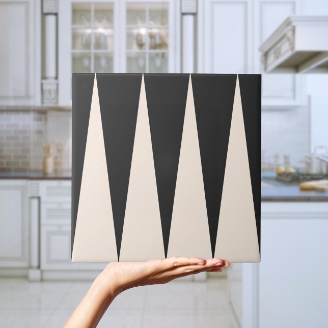 Modern Triangle Pattern Black and White Tile (Modern Triangle Pattern Black and White Tile)
