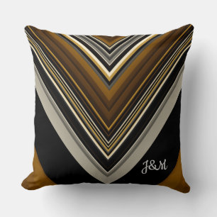 Modern triangles abstract and custom monogram throw pillow