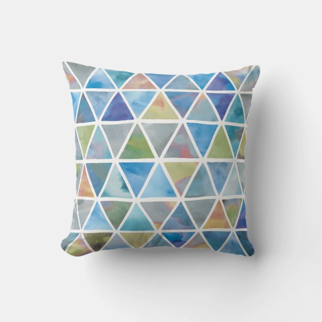 Modern Triangles in Multicolor Throw Pillow (Front)