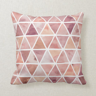 Modern Triangles in Peach and Copper Throw Pillow