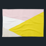 Modern Triangles Pattern Blush & Yellow Geometric Kitchen Towel<br><div class="desc">Modern and elegant kitchen towel featuring a geometric pattern in white,  blush,  yellow and beige. Other colours are available. This towel will be perfect as the accent to your kitchen.</div>