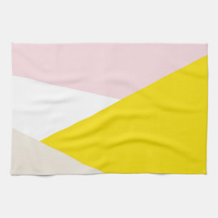 Modern Triangles Pattern Blush & Yellow Geometric Kitchen Towel
