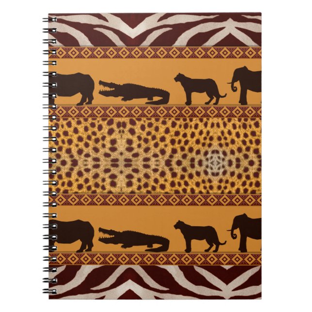 Modern Tribal African Cheetah Pattern Animal Print Notebook (Front)