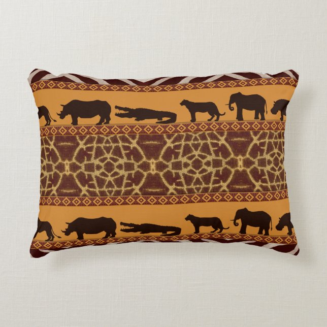 Modern Tribal African Giraffe Pattern Animal Print Accent Pillow (Front)