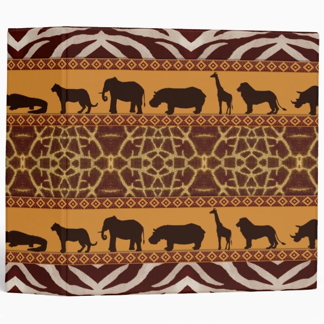 Modern Tribal African Giraffe Pattern Animal Print Binder (Front/Spine)