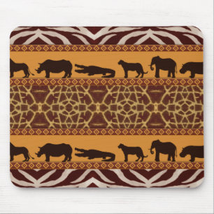Modern Tribal African Giraffe Pattern Animal Print Mouse Pad