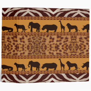 Modern Tribal African Jaguar Pattern Animal Print Binder