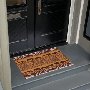 Modern Tribal African Jaguar Pattern Animal Print Doormat
