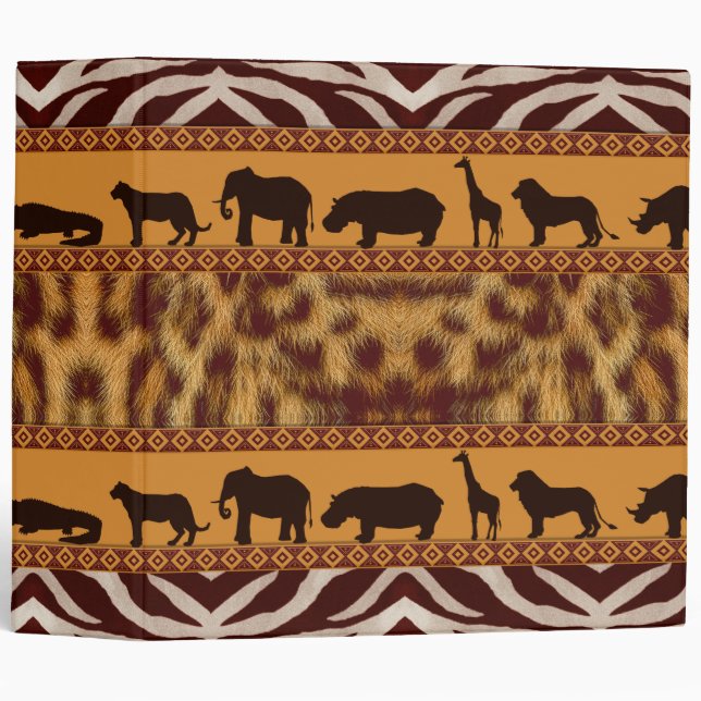 Modern Tribal African Leopard Pattern Animal Print Binder (Front/Spine)
