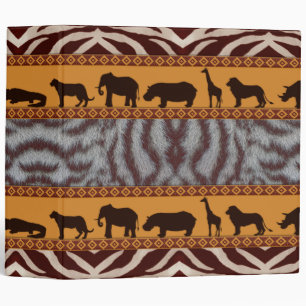 Modern Tribal African White Tiger Animal Print Binder