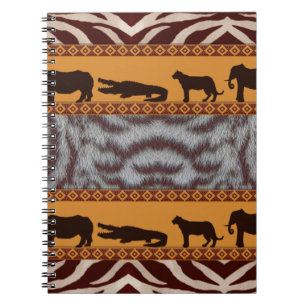 Modern Tribal African White Tiger Animal Print Notebook