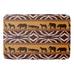 Modern Tribal African Zebra Pattern Animal Print Bath Mat