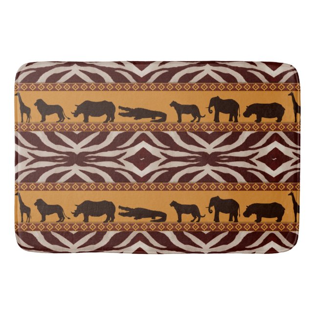 Modern Tribal African Zebra Pattern Animal Print Bath Mat (Front)