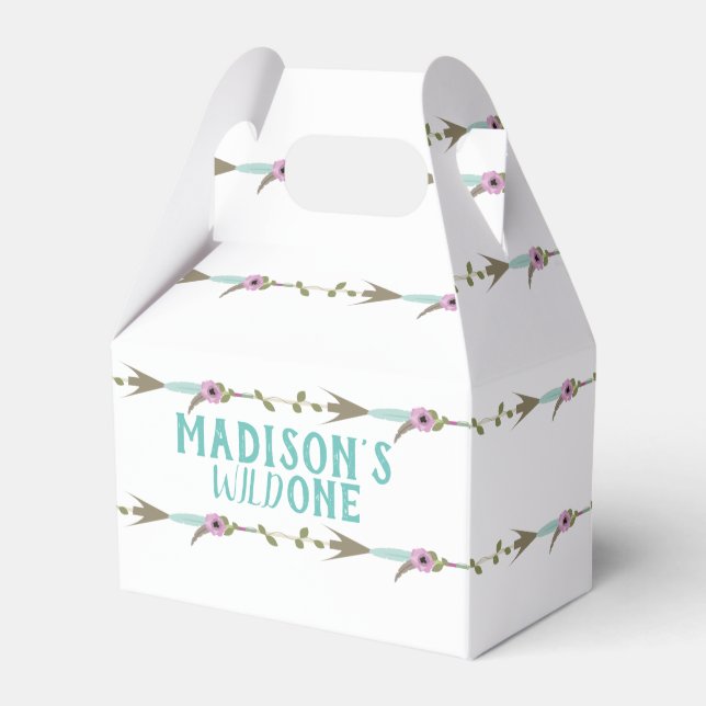 Modern Tribal Arrow Boho First Birthday Wild One Favor Box (Front Side)