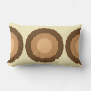 Modern tribal batik circles - brown and beige lumbar pillow