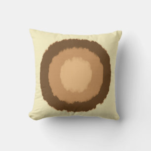 Modern tribal batik circles - brown and beige throw pillow