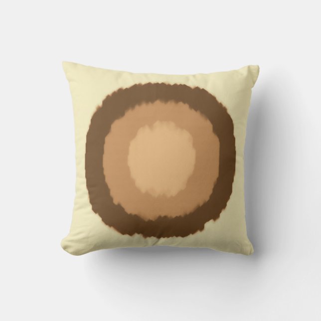 Modern tribal batik circles - brown and beige throw pillow (Front)