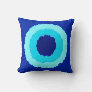 Modern tribal batik circles - cobalt and aqua throw pillow