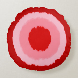 Modern tribal batik circles - dark Chinese red Round Pillow