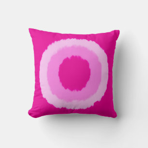 Modern tribal batik circles - fuchsia pink throw pillow