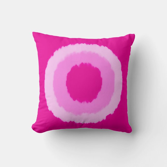 Modern tribal batik circles - fuchsia pink throw pillow (Front)