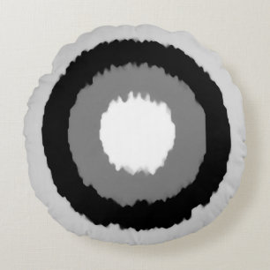 Modern tribal batik circles - shades of grey round pillow