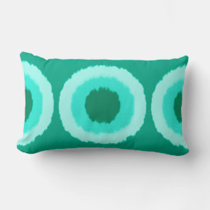 Modern tribal batik circles - turquoise and aqua lumbar pillow