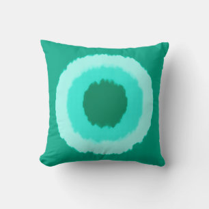 Modern tribal batik circles - turquoise and aqua throw pillow