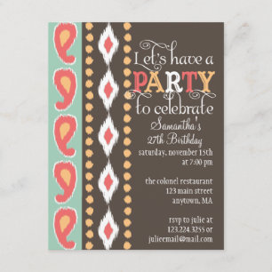 Modern Tribal Colourful Birthday Party Invitation