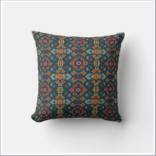 Modern Tribal Ethnic Geometric Pattern Throw Pillow