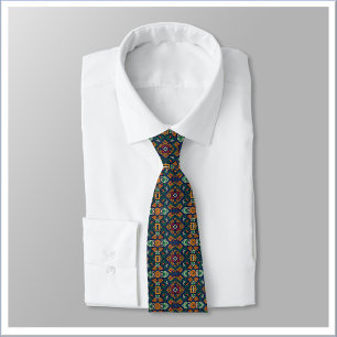 Modern Tribal Ethnic Geometric Pattern Tie