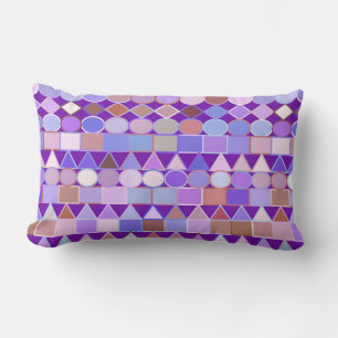Modern Tribal Geometric, Amethyst Purple and Taupe Lumbar Pillow