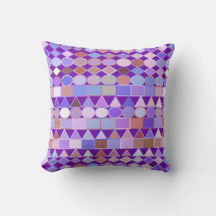 Modern Tribal Geometric, Amethyst Purple and Taupe Throw Pillow