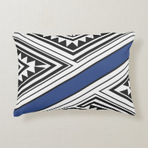 Modern Tribal Geometric Black and Blue Accent