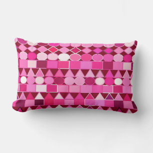 Modern Tribal Geometric, Burgundy and Pink Lumbar Pillow