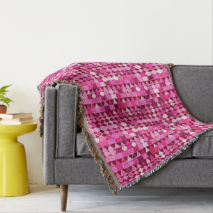 Modern Tribal Geometric, Burgundy and Pink Throw Blanket
