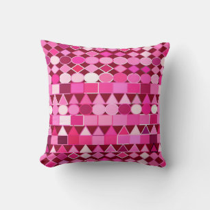 Modern Tribal Geometric, Burgundy and Pink Throw Pillow
